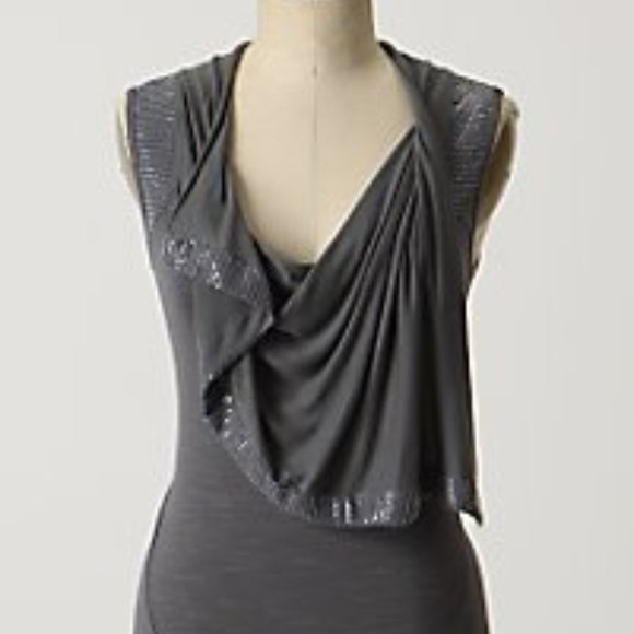 🐨Anthropologie NWT, M Beaded Cape Top - Picture 2 of 7